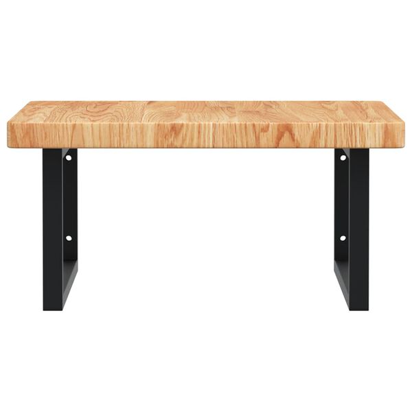 vidaXL Waschtischplatte mit Halterung Stahl und Massivholz Eiche