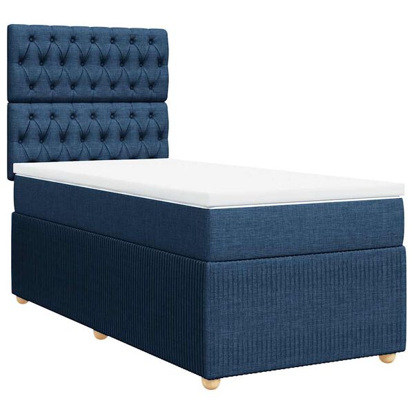 vidaXL Boxspringbett mit Matratze Blau 100x200 cm Stoff