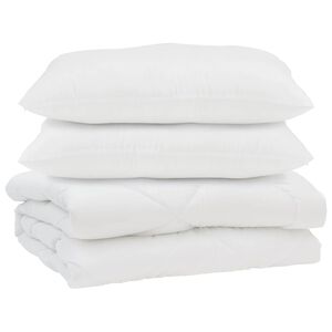 vidaXL Bettdecke mit Kissen 3 pcs Wei&szlig; Mikrofaser