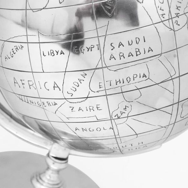 vidaXL Weltkugel mit St&auml;nder Globus Aluminium Silber 42 cm