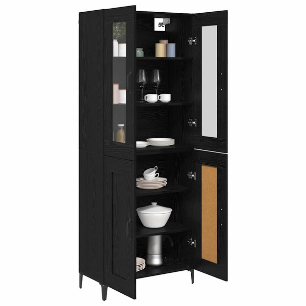 vidaXL Highboard Schwarz Eichen-Optik 69,5 x 34 x 180 cm Holzwerkstoff