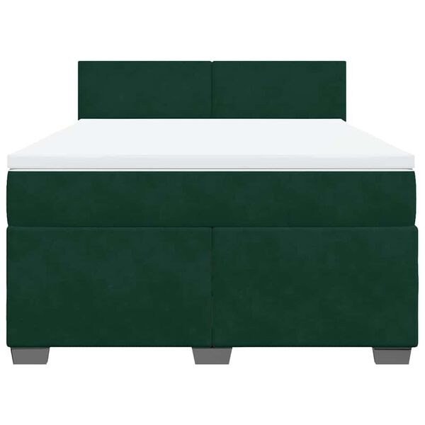 vidaXL Boxspringbett mit Matratze Dunkelgr&uuml;n 140x200 cm Samt