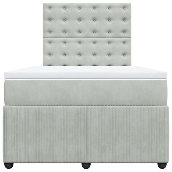 vidaXL Boxspringbett mit Matratze Hellgrau 120x200 cm Samt