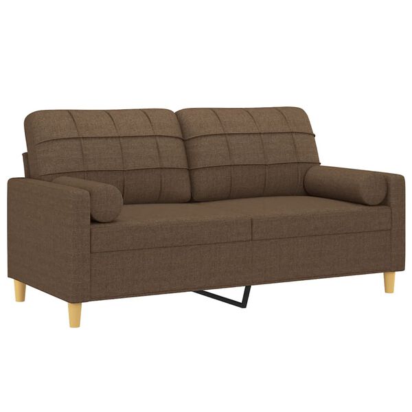 vidaXL 2-Sitzer-Sofa mit Zierkissen Braun 140 cm Stoff