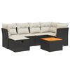 vidaXL 7-tlg. Garten-Sofagarnitur mit Kissen Schwarz Poly Rattan