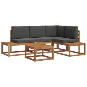 vidaXL 5 stk. Outdoor-Sofagarnitur Massives Akazienholz und Polyester