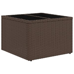 vidaXL Gartentisch mit Glasplatte Braun 55x55x37 cm Poly Rattan