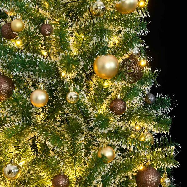 vidaXL K&uuml;nstlicher Weihnachtsbaum 300 LEDs & Kugeln Beschneit 210 cm