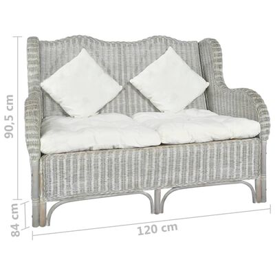 vidaXL 2-Sitzer-Sofa Grau Natürliches Rattan und Leinen