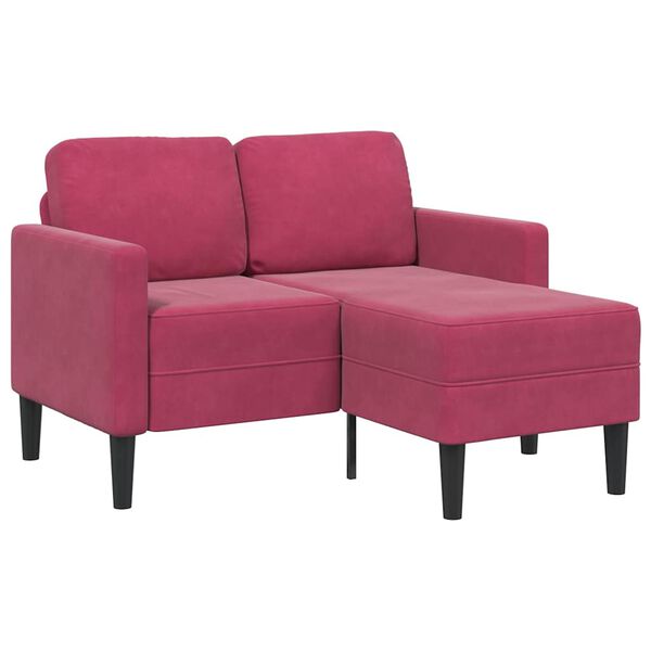 vidaXL 2-Sitzer-Sofa mit Chaiselongue L-Form Weinrot 125 cm Samt