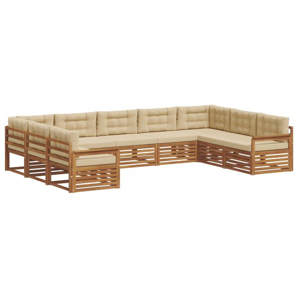 vidaXL Outdoor-Sofagarnitur 9 pcs Natur und Beige Massivholz Akazie