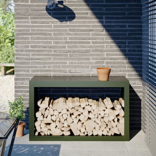 vidaXL Brennholzregal Gr&uuml;n 100x40x60 cm Stahl