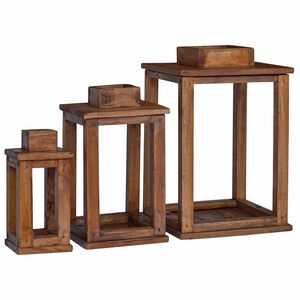 vidaXL Laterne 3 stk. Natur 30 x 30 x 44 cm Mahagoni Holz