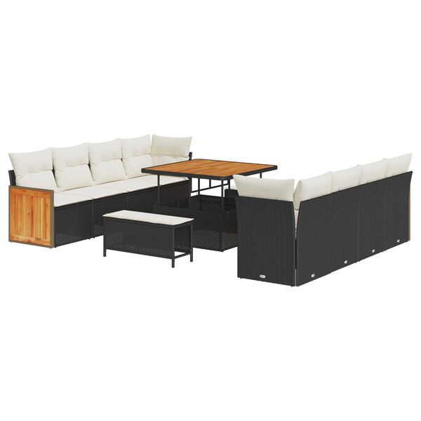 vidaXL Gartensofa-set mit Kissen 11 pcs Schwarz und Creme