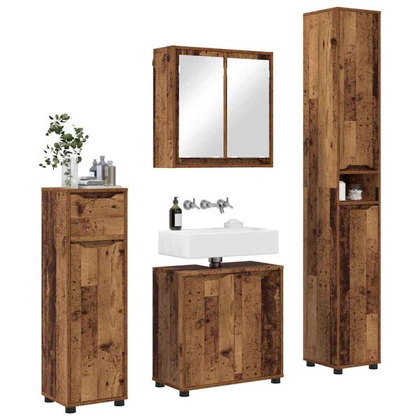 vidaXL Badezimmerm&ouml;bel-Set mit Schubladen 4 pcs Altholz Holzwerkstoff