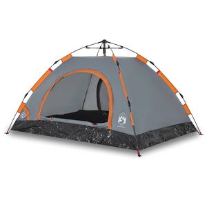 vidaXL Campingzelt 4 Personen Grau und Orange Quick Release