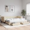 vidaXL Tagesbett Ausziehbar mit Schubladen Creme 100x200 cm Stoff