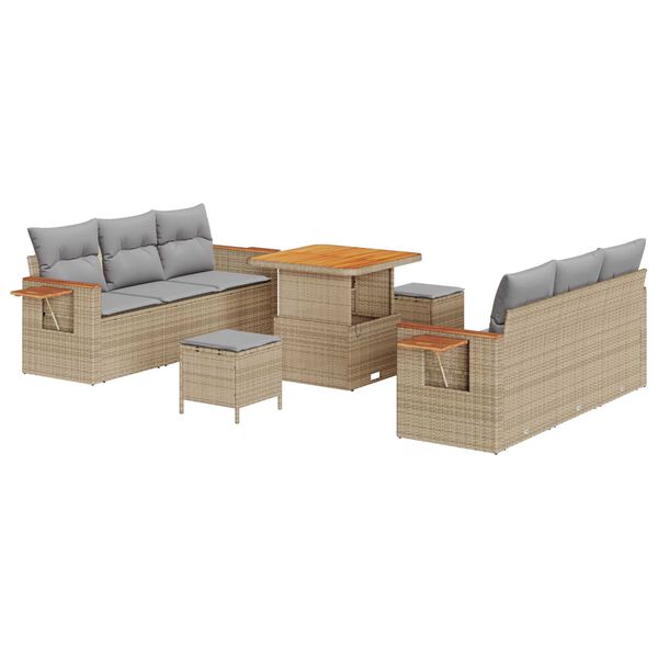 vidaXL Gartensofa-set mit Kissen 11 pcs Beige und Hellgrau Poly-Rattan