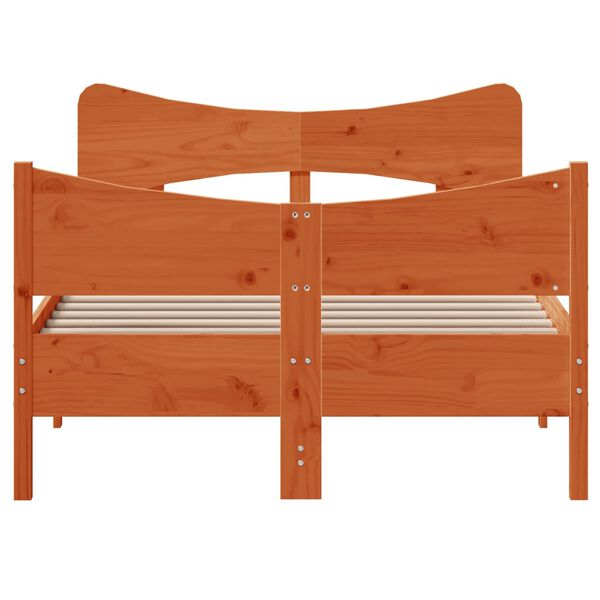 vidaXL Massivholzbett ohne Matratze Wachsbraun 120x190 cm Kiefernholz