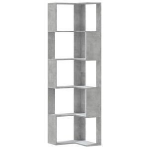vidaXL Eck-B&uuml;cherregal 5 B&ouml;den Betongrau 50x50x179 cm Holzwerkstoff