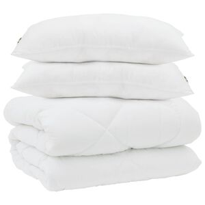 vidaXL Decke mit Kissen 3 pcs Wei&szlig; Mikrofaser und Daunenfedern