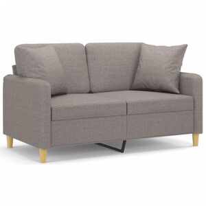 vidaXL 2-Sitzer-Sofa mit Zierkissen Taupe 120 cm Stoff