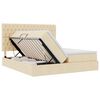 vidaXL Bett mit LED-Lichtleisten mit Kopfteil Creme 180 x 200 cm Stoff