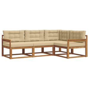 vidaXL Outdoor-Sofagarnitur mit Kissen 4 pcs Natur und Beige