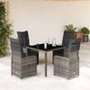 vidaXL 5-tlg. Garten-Bistro-Set mit Kissen Grau Poly Rattan