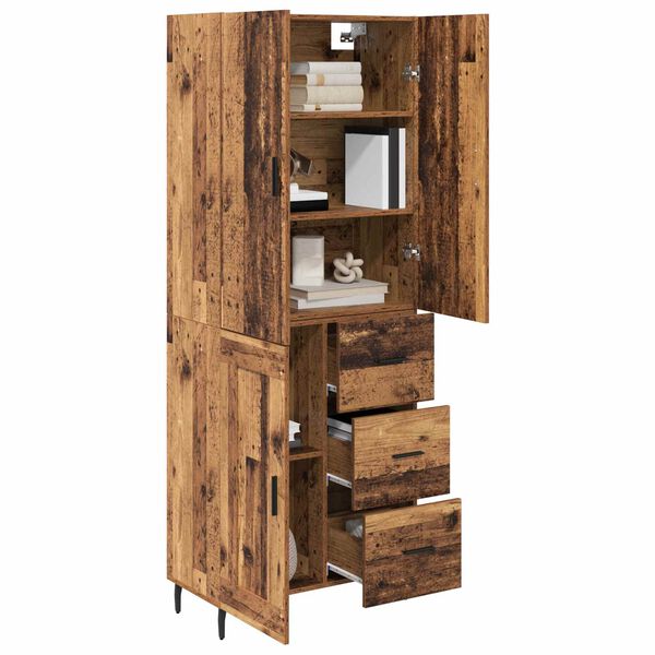 vidaXL Highboard mit Schubladen 2 pcs Altholz Engineered Wood und Glas