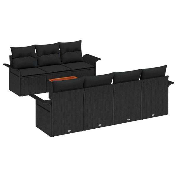 vidaXL Gartensofa-set mit Kissen 8 pcs Schwarz Poly-Rattan