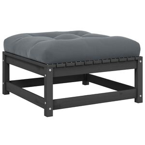 vidaXL Garten-Fu&szlig;hocker mit Grauen Kissen Massivholz Kiefer