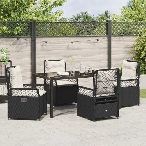 vidaXL Garten Essgruppe 5 pcs Schwarz Poly-Rattan