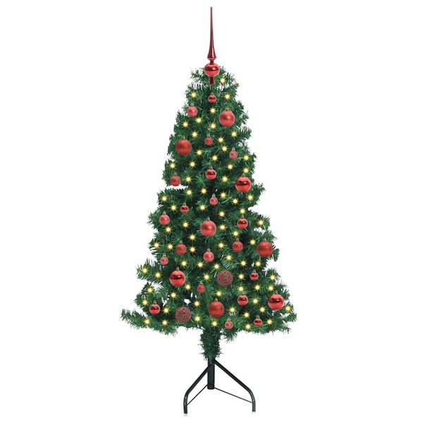 vidaXL Eckiger k&uuml;nstlicher Weihnachtsbaum Gr&uuml;n 150 cm PVC und Metall