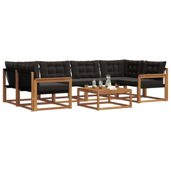 vidaXL Outdoor-Sofagarnitur mit Kissen 7 pcs Nat&uuml;rlich und Schwarz