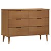 vidaXL Schubladenschrank MOLDE Braun 113x40x80 cm Massivholz Kiefer