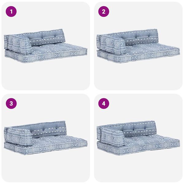 vidaXL Palettensofa-Auflage Indigo Stoff Patchwork