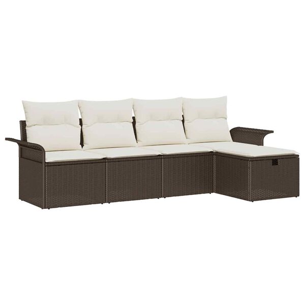 vidaXL Gartensofa-set mit Kissen 5 pcs Braun und Creme Poly-Rattan
