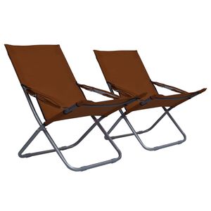vidaXL Klappst&uuml;hle, 2 St&uuml;ck, Stoff, braun