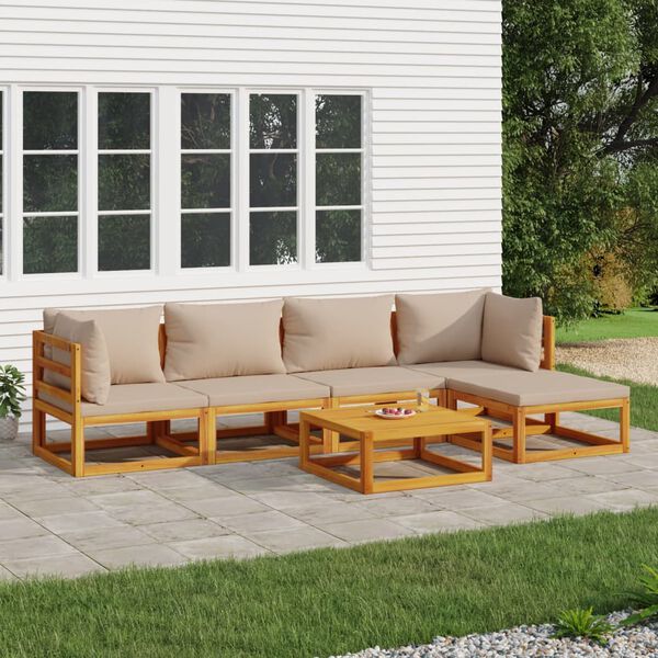vidaXL 6-tlg. Garten-Lounge-Set mit Taupe Kissen Massivholz