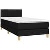 vidaXL Boxspringbett mit Matratze Schwarz 90x190 cm Stoff