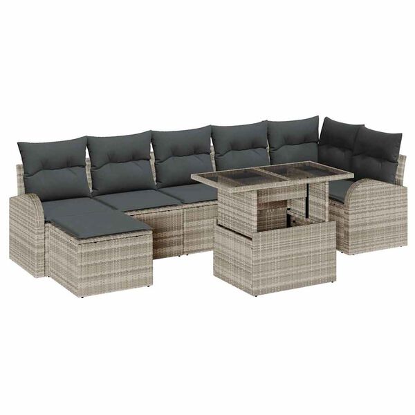 vidaXL Gartensofa-set mit Speicher 8 pcs Hellgrau Poly-Rattan