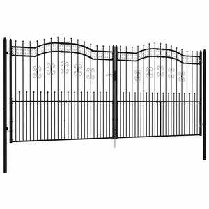 vidaXL Zauntor mit Speerspitze Schwarz 406 x 175 cm Pulverbeschichteter Stahl
