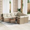 vidaXL Gartensofa-set mit Kissen 9 pcs Beige Poly-Rattan
