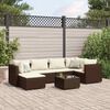 vidaXL 7-tlg. Garten-Lounge-Set mit Kissen Braun Poly Rattan