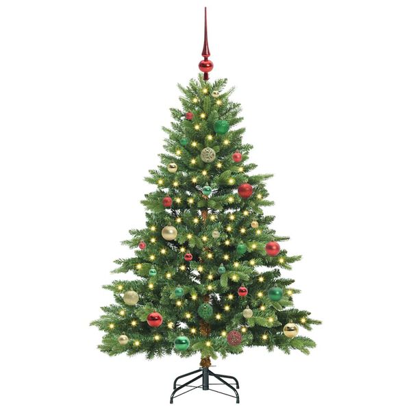 vidaXL K&uuml;nstlicher Weihnachtsbaum mit 150 LEDs Gr&uuml;n 150 cm PE und PVC
