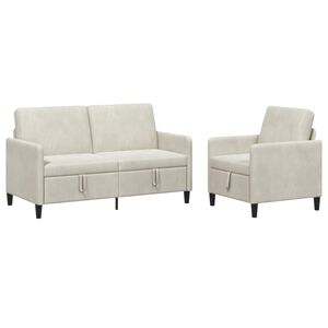 vidaXL Sofa Set mit Stauraum 2 stk. Creme Polyester