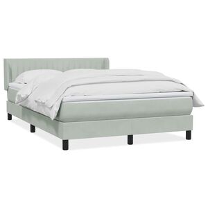 vidaXL Boxspringbett mit Matratze Hellgrau 160x210 cm Samt