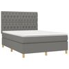 vidaXL Boxspringbett mit Matratze Dunkelgrau 140x190 cm Stoff