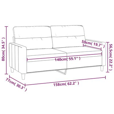 vidaXL 2-Sitzer-Sofa Hellgrau 140 cm Stoff